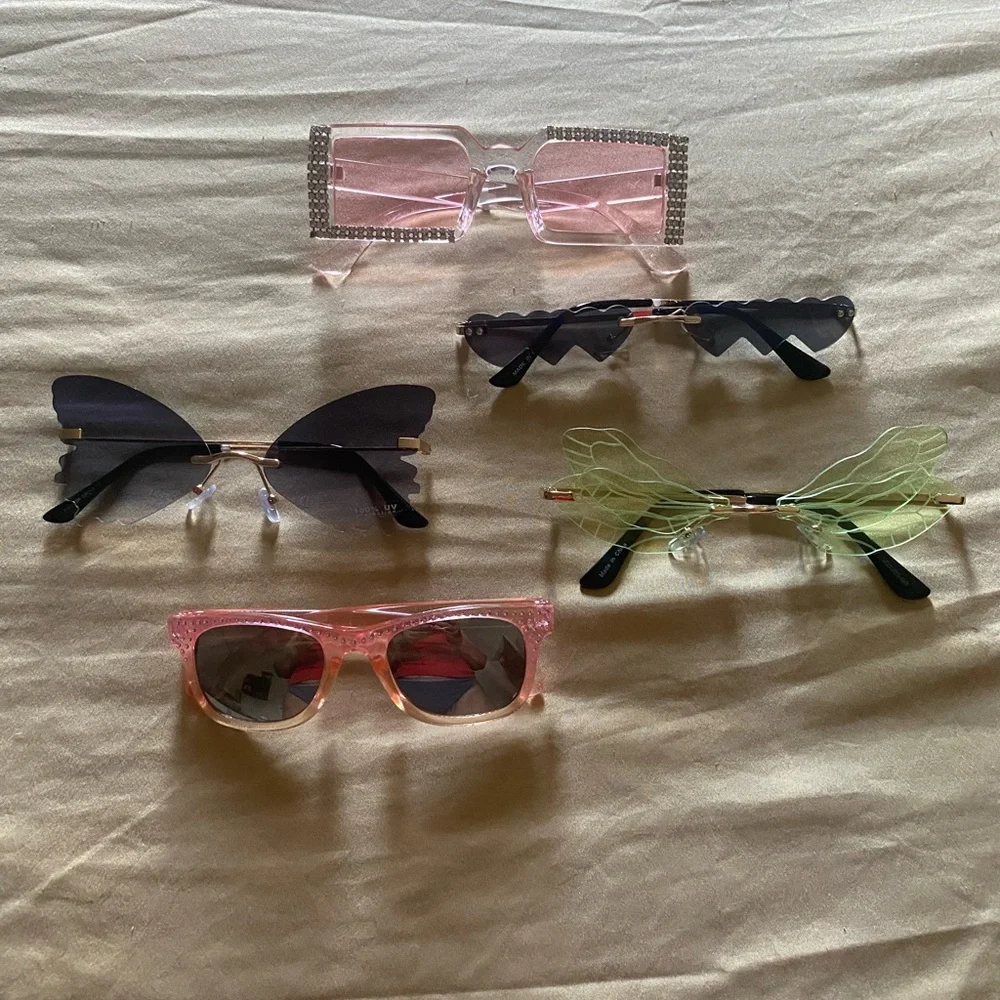 Stylish Kids Sunglasses Set - Pink, Black, Green